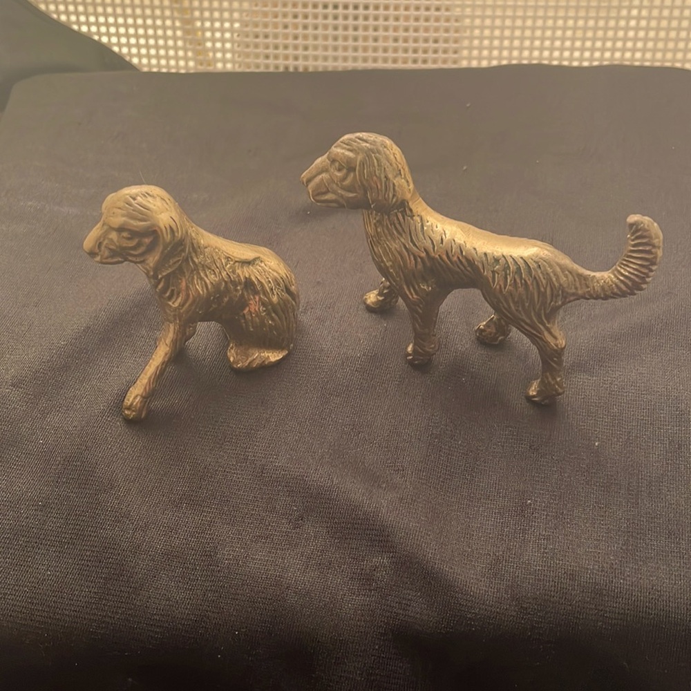 Leonard Silver Mfg - Solid Brass Collection Vintage Dogs Set Retriever Figurine